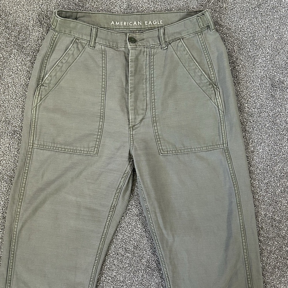 American Eagle Cotton Utility Pants - Women's 6 Short/Crop - Green Patch Pockets